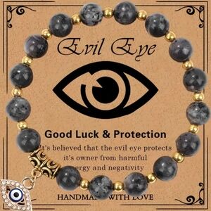 Evil Eye Gray Stones Bracelet